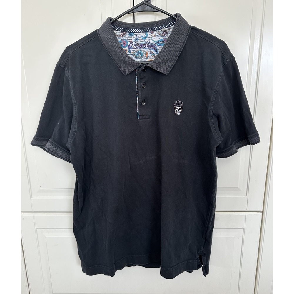 Robert Graham Polo Shirt L Men Black Cotton Made in Peru Collared Shirt - Picture 2 of 6
